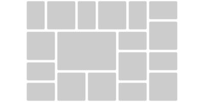 Collage image frame, grid template. Rectangle card graph showcase layout. User game dashboard mockup bento design. Advertisement material photo mockup pattern. Blank square business data bar column. vector
