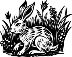 A vintage style icon of a wild rabbit vector