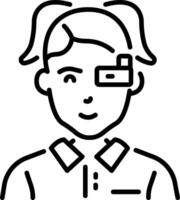 A linear icon showing a futuristic girl vector
