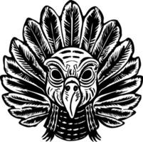 A vintage style illustration depicting turkey mask vector