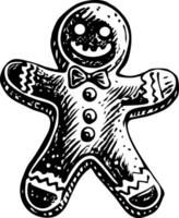 A vintage style illustration showing christmas gingerbread vector