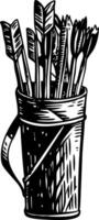 A sketchy style illustration of arrow quiver vector