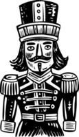 A vintage illustration showing nutcracker soldier figure vector