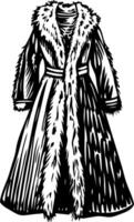 A vintage illustration showing elegant fur gown vector