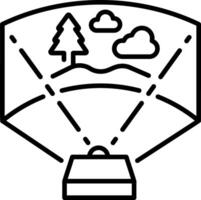 A line style icon showing a 3d projector vector
