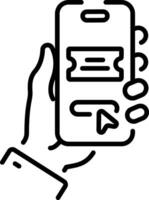 A outline style icon of buy ticket vector