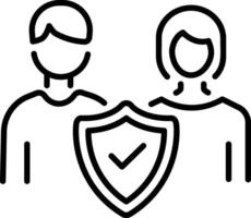 A linear style icon of family protection vector