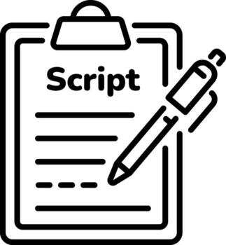 A linear style icon of script vector