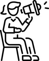 A linear style icon of film director vector