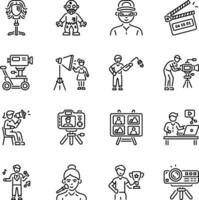 Set of Movie Shooting Line Style Icons vector