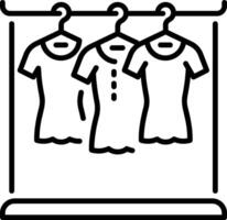 A linear style icon of costume rack vector