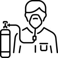 A trendy linear style icon of oxygen mask vector