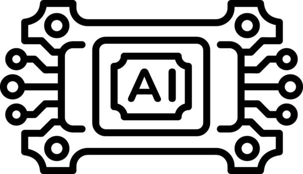 A linear icon depicting ai based ticketing system vector