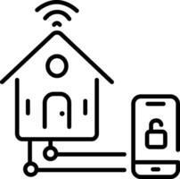 A linear icon showing a connected smart house system vector