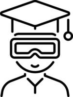 A line style icon showing a vr student vector