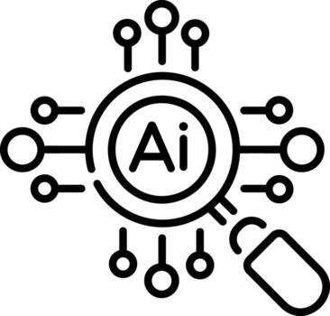 A linear icon showing advanced ai search vector