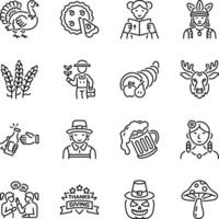 Collection of Thanksgiving Line Style Icons vector