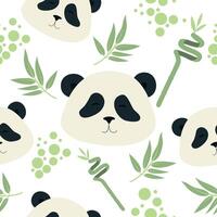 Childrens panda in flat style seamless pattern vector
