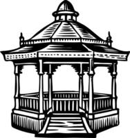 A vintage icon showing an open park pavilion vector