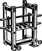 A vintage style illustration of power rack vector