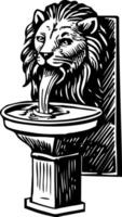 A vintage icon showing a lion fountain vector