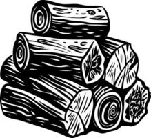 A vintage style illustration of firewood stack vector
