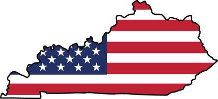 Map of Kentucky State Design with USA Flag vector