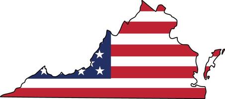 Map of Virginia State Design with USA Flag vector