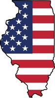 Map of Illinois State Design with USA Flag vector
