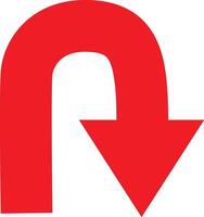 Bold red curve arrow icon design on white background vector