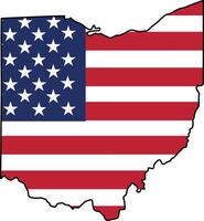 Map of Ohio State Design with USA Flag vector