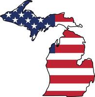 Map of Michigan State Design with USA Flag vector