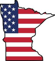 Map of Minnesota State Design with USA Flag vector