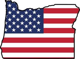 Map of Oregon State Design with USA Flag vector