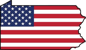Map of Pennsylvania State Design with USA Flag vector