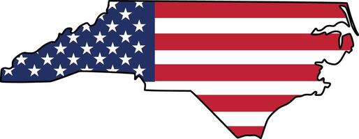 Map of North Carolina State Design with USA Flag vector