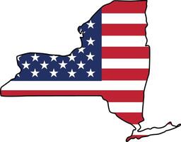 Map of New York State Design with USA Flag vector