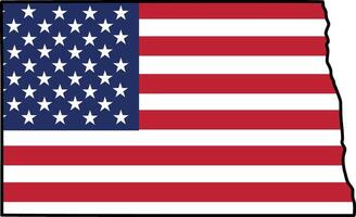 Map of North Dakota State Design with USA Flag vector