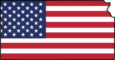 Map of Kansas State Design with USA Flag vector