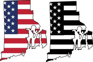Map of Rhode Island State Design with USA Flag vector
