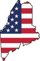 Map of Maine State Design with USA Flag vector