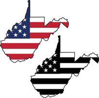 Map of West Virginia State Design with USA Flag vector
