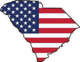 Map of South Carolina State Design with USA Flag vector