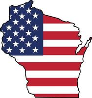 Map of Wisconsin State Design with USA Flag vector
