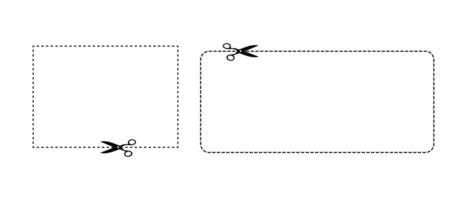 Coupon Border Rectangle Dotted Line with Scissors for Cutting Design. vector