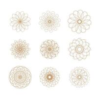 Set of 9 Abstract Geometric Spirograph Line Art Designs for Decoration and Mandala Pattern Art vector