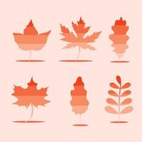 Autumn Leaves Set in Retro Gradient Style with Vintage Summer Colors and Minimalist Design vector