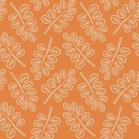 Seamless pattern with autumn acacia leaf in line art style. Ideal for wallpaper, gift paper, pattern fills, web page background, autumn greeting cards. vector