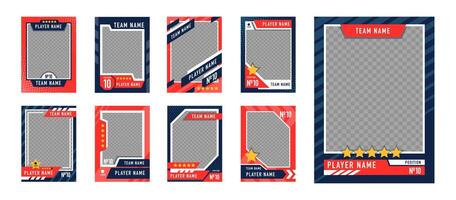 Sport Trading Card Template Set. Editable Player Photo Layouts with Name, Team vector