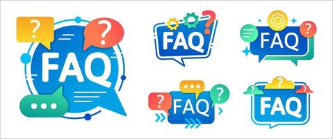 FAQ Banners with Question Marks. Help Center and Support Design with Text vector